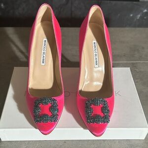 Manolo Blahnik Fuchsia Heels with Embellishments